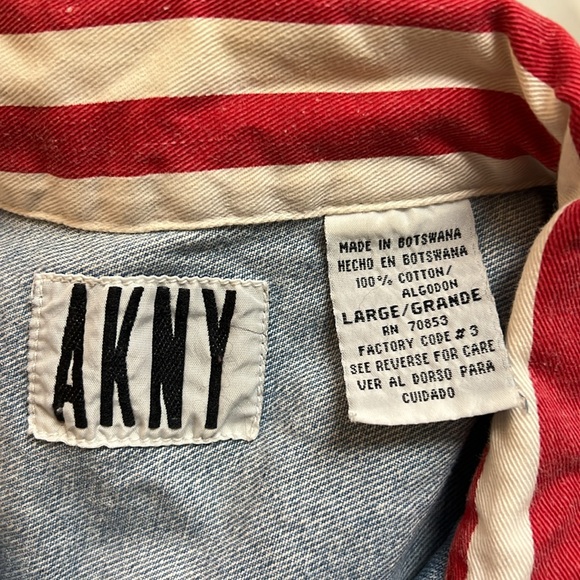 Vintage AKNY Denim Vest with American Flag Collar- L - Picture 5 of 5